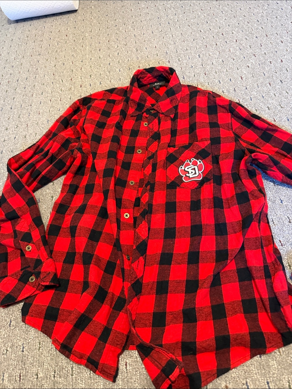 boxercraft Red and Black Buffalo Plaid Button-Down Shirt with Chest Patch
